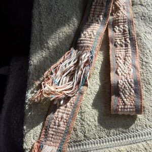 Vintage Bolivia Woven Pink and White And Blue Belt